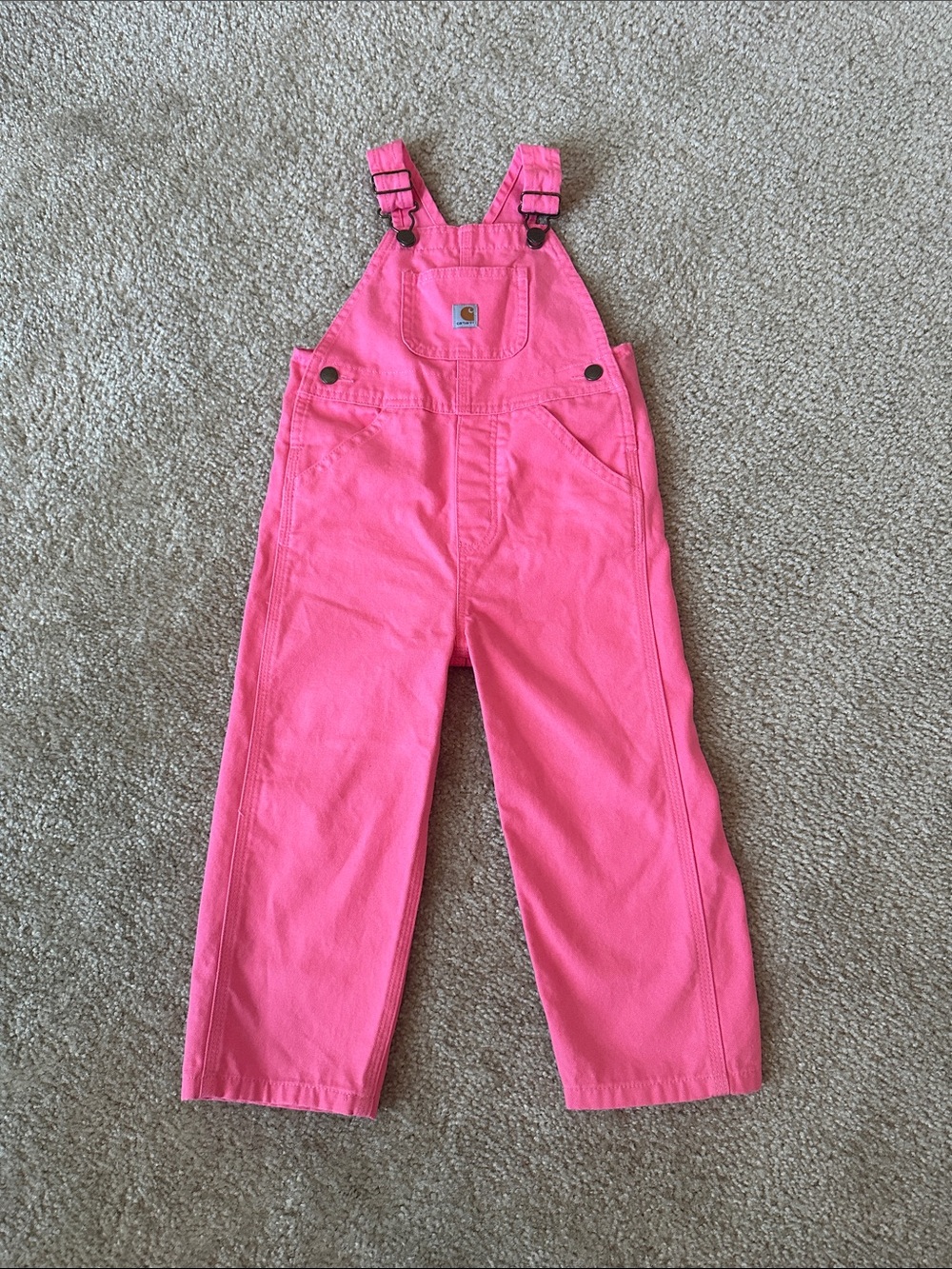 Carhartt Kids Hot Pink Overalls with Adjustable Straps - 3T